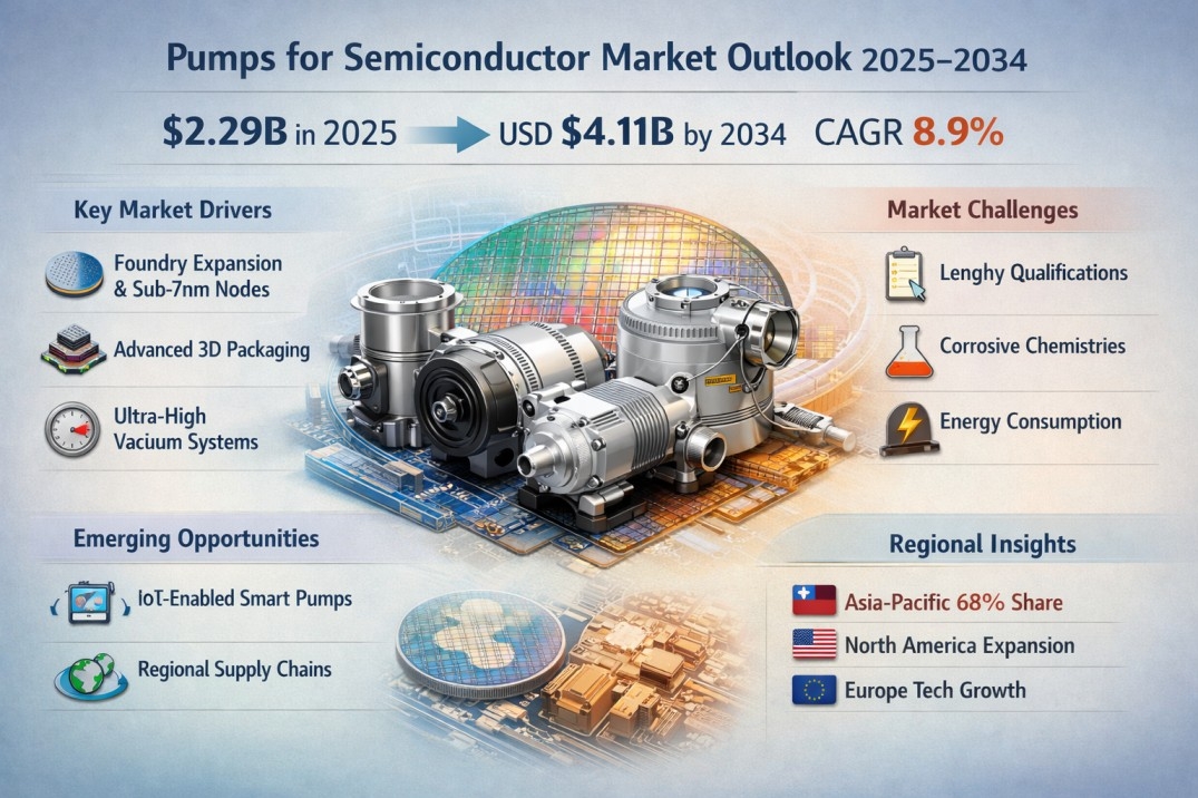 Global Pumps for Semiconductor Market Report 2034 Growing at 8.9% CAGR Fueled by Fab Expansion and Technology Nodes