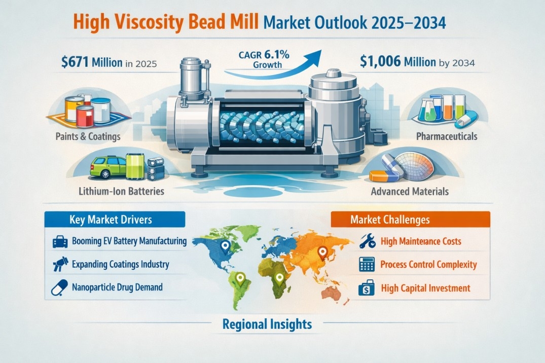 High Viscosity Bead Mill Market Size & Forecast 2025&ndash;2034 Projected to Grow at 6.1% CAGR