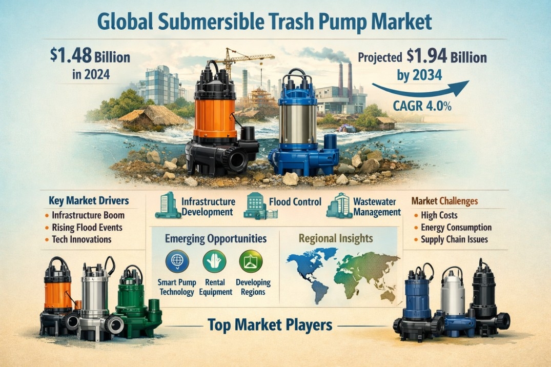Submersible Trash Pump Market Trends 2024&ndash;2034 Reaching USD 1,937 Million at 4.0% CAGR