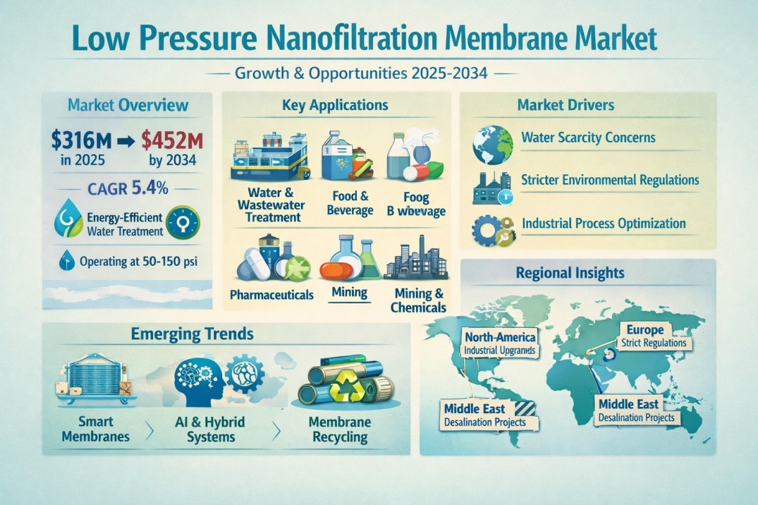 Low Pressure Nanofiltration Membrane Market Forecast 2034: Expanding at 5.4% CAGR Amid Rising Water Scarcity