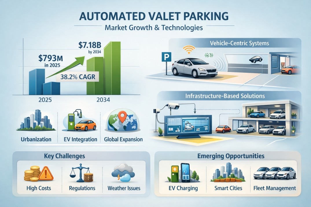 Automated Valet Parking Market Trends 2025&ndash;2034: High-Growth Opportunity with 38.2% CAGR