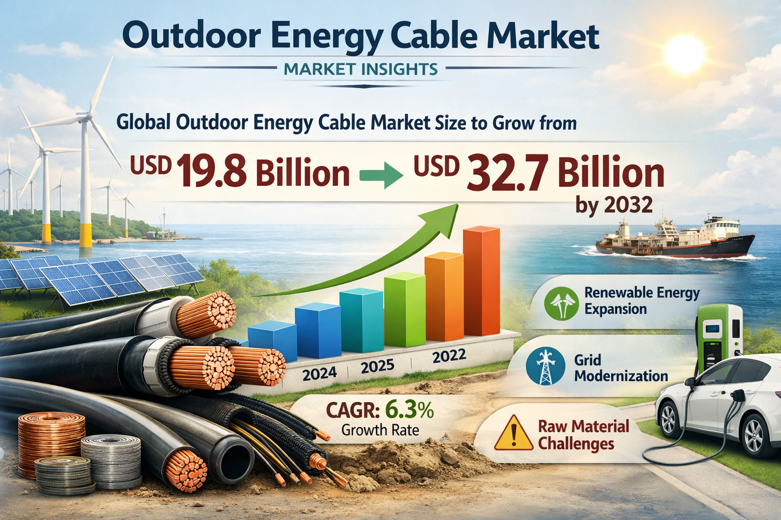 Global Outdoor Energy Cable Market Size to Grow from USD 19.8 Billion to USD 32.7 Billion by 2032
